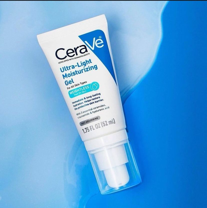 CeraVe Gel hidratante ultraligero | Gel hidratante facial con ceramidas, niacinamida, ácido hialurónico | Sin fragancia | Sin aceite | Hidratante matificante sin peso | 1.75 onzas líquidas